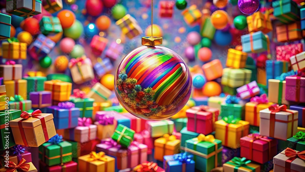Long Exposure of Colorful Ball and Gift Boxes Long Exposure of Colorful Ball and Gift Boxes