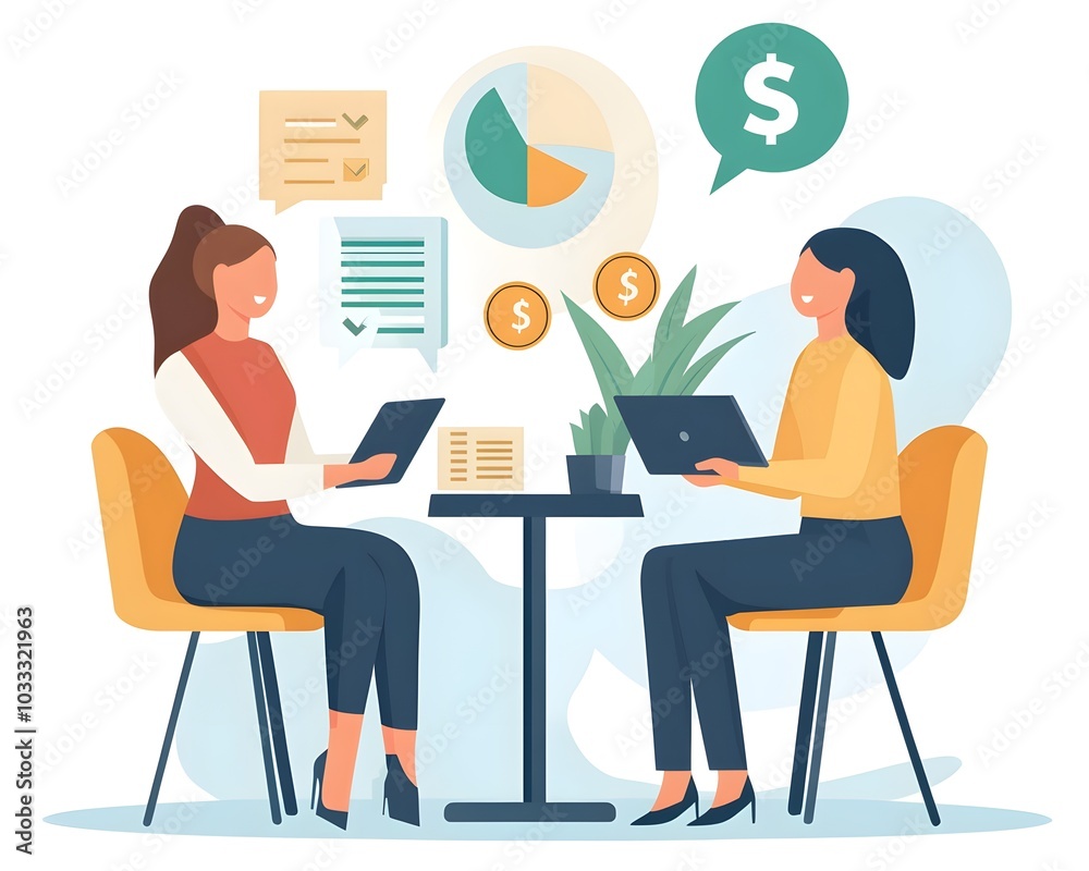 Businesswomen Meeting Discussion Financial Data Strategy Businesswomen Meeting Discussion Financial Data Strategy