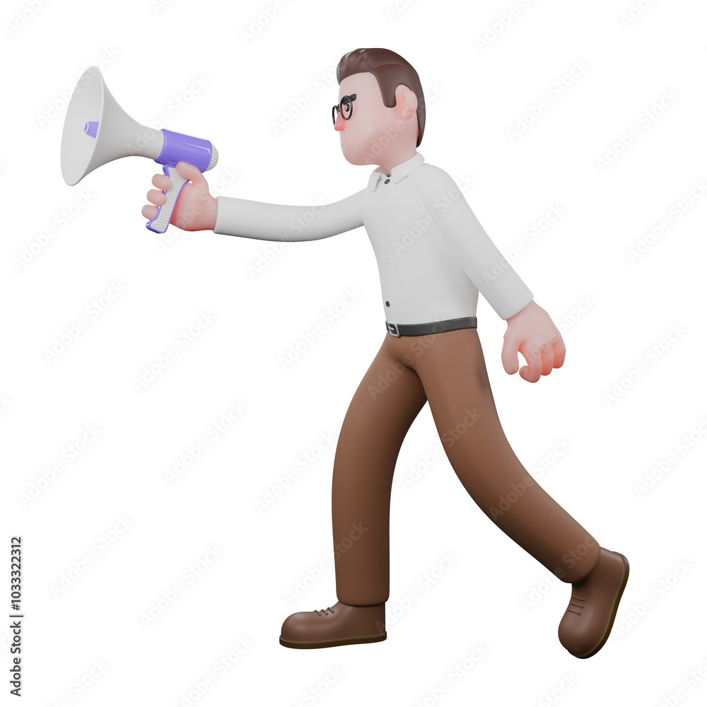 Male Sociologist 3D Model. A male sociologist is walking while carrying a loudspeaker. Societal Male Sociologist 3D Model. A male sociologist is walking while carrying a loudspeaker. Societal