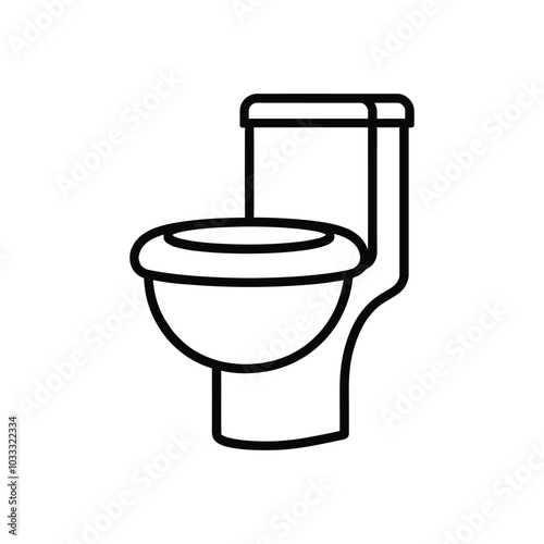Toilet line icon silhouette vector outline sanitary bathroom isolated on white background.
