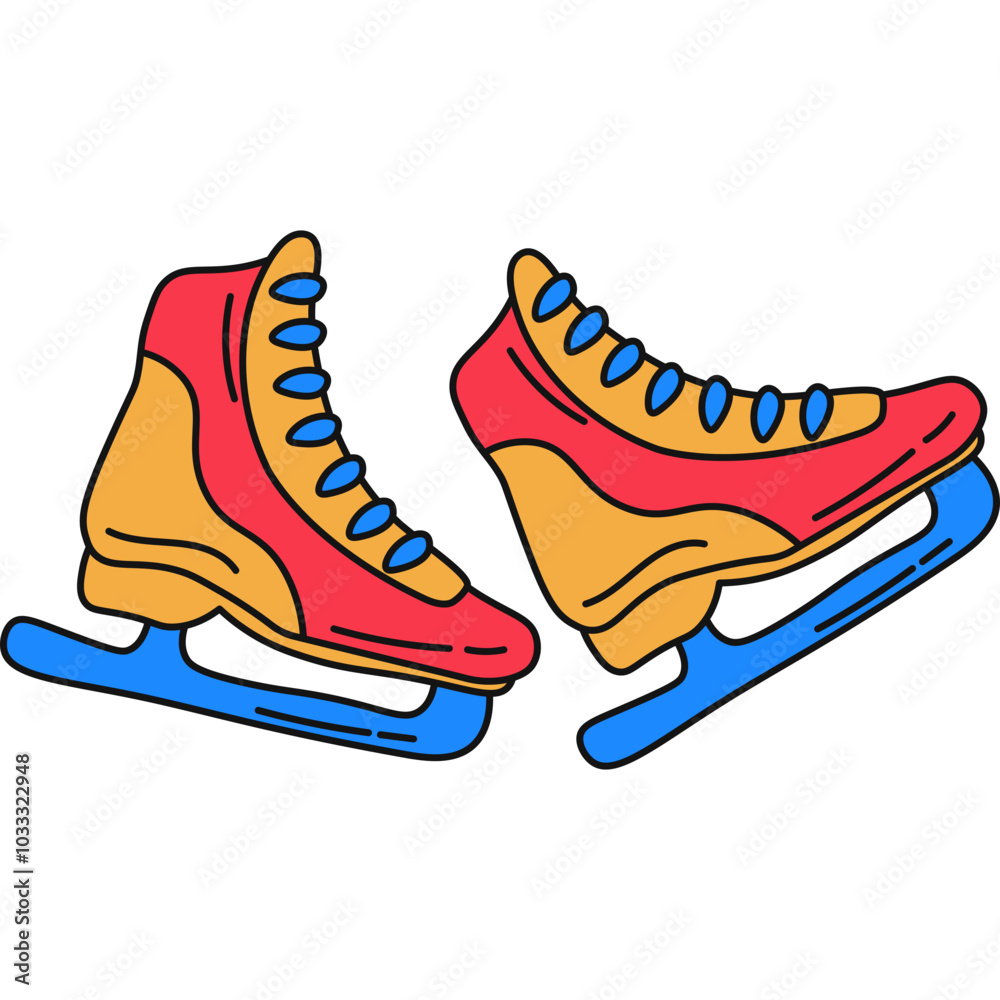 Hand Drawn Ice Skating Shoes Hand Drawn Ice Skating Shoes