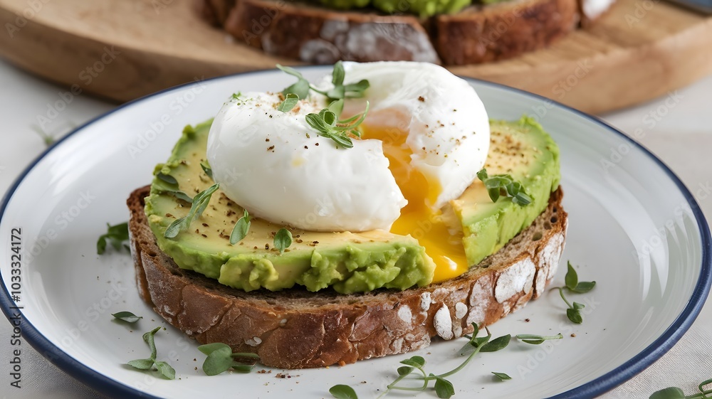 a slice of fresh, crispy whole grain toast topped with creamy avocado a slice of fresh, crispy whole grain toast topped with creamy avocado