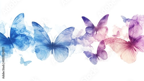 Watercolor Butterflies Abstract Background