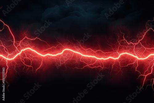 A striking image of red lightning across a dark stormy sky, perfect for illustrating power and energy in any visual project.