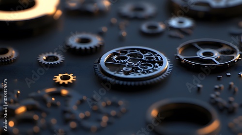 Intricate dismantled mechanical watch with detailed gears and springs on dark background, symbolizing precision and complexity in teardown analysis.