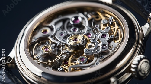 Intricate dismantled mechanical watch with detailed gears and springs on dark background, symbolizing precision and complexity in teardown analysis.