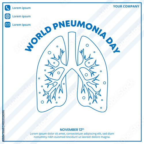 World Pneumonia Day background with illustration of lung with pneumonia