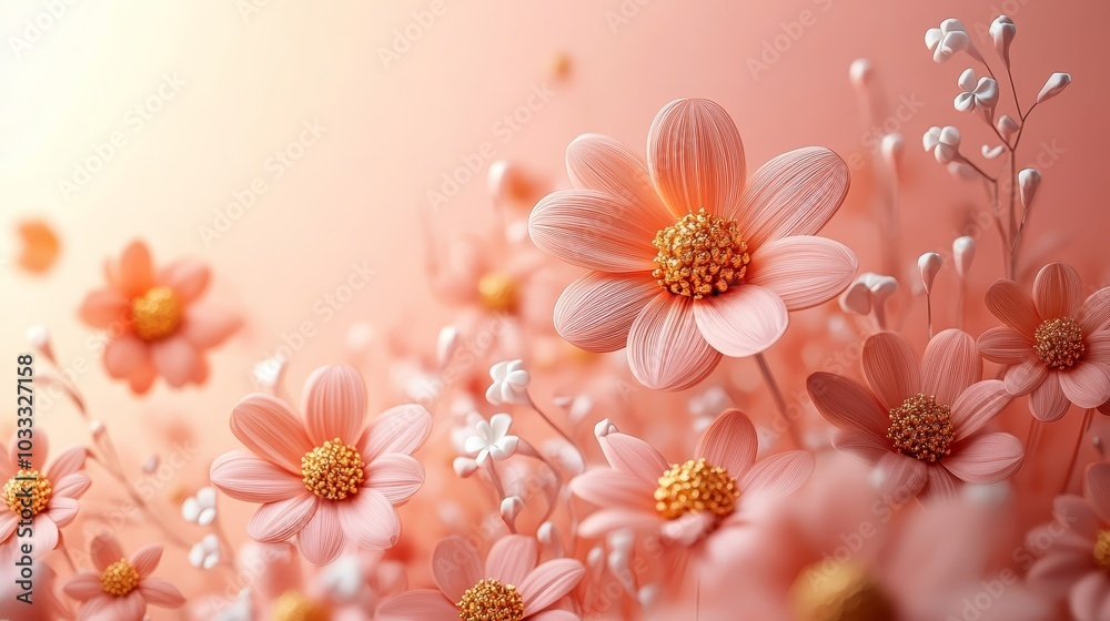 Peach and Gold Floral Background with Soft Focus Peach and Gold Floral Background with Soft Focus