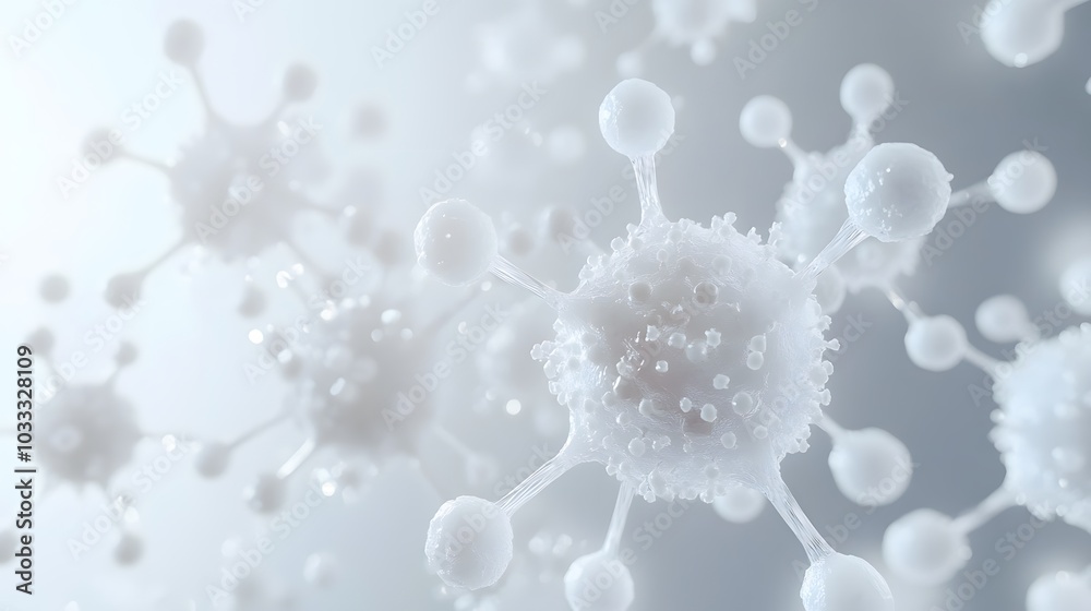 Abstract Representation of White Cells Connected by Tendrils Abstract Representation of White Cells Connected by Tendrils