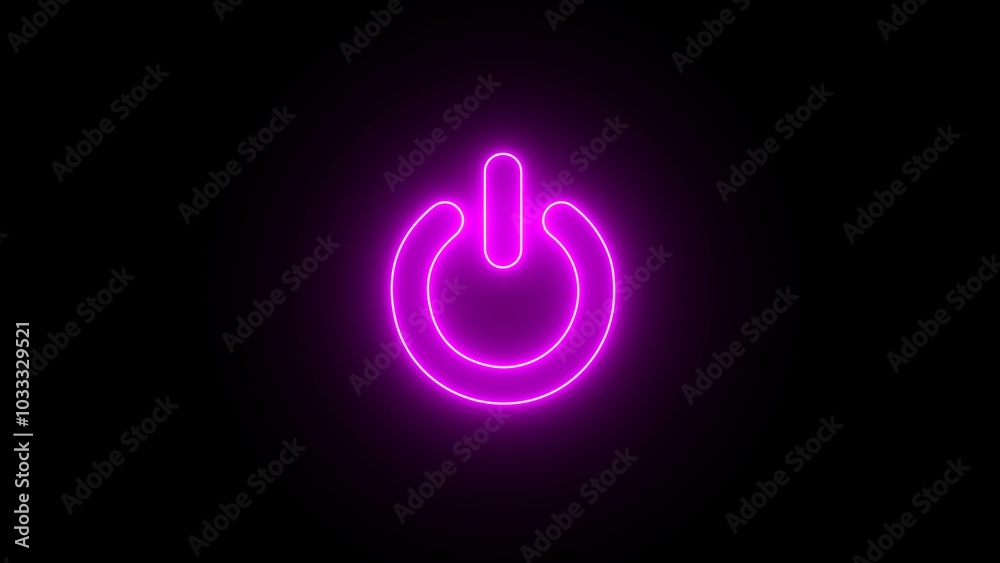Neon glowing power button icon illustration.On/Off switch, power button icon in neon style. Neon glowing power button icon illustration.On/Off switch, power button icon in neon style.