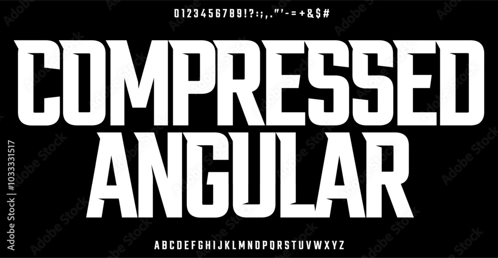 Valokuva Compressed angular alphabet with bold geometry letters