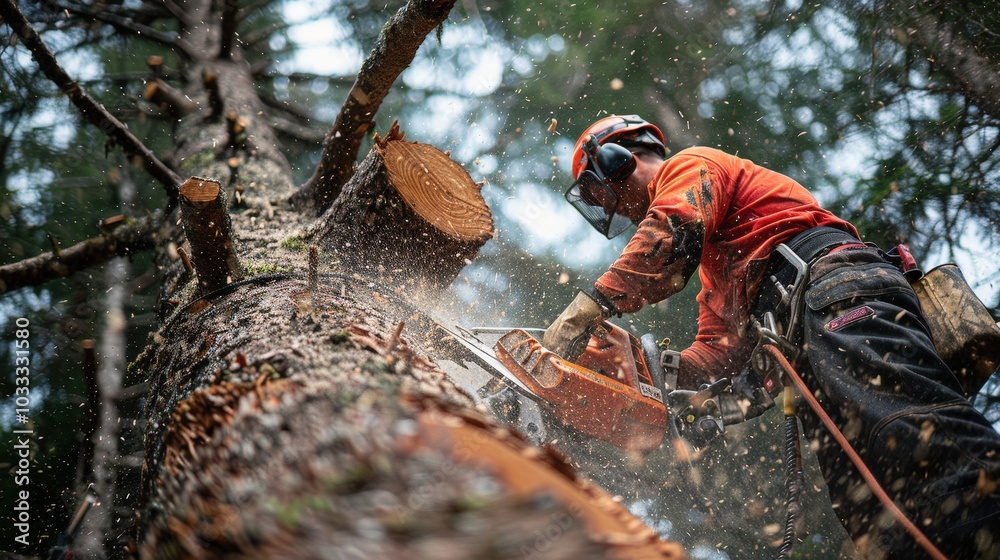 A Lumberjack's Precision Amidst Nature's Beauty A Lumberjack's Precision Amidst Nature's Beauty