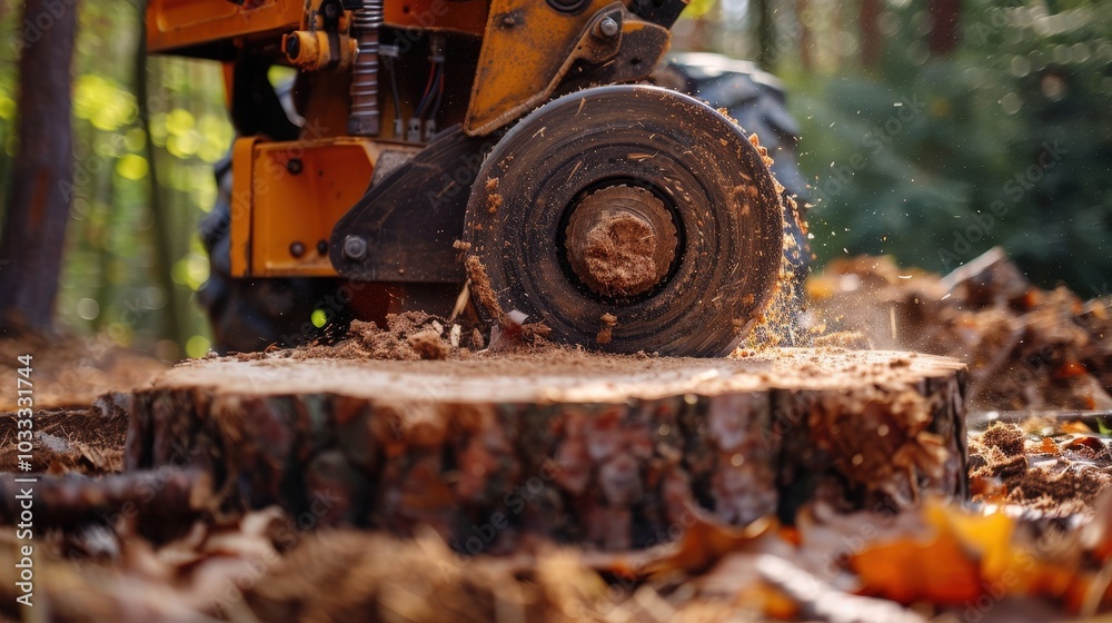 Removing Tree Stumps in a Lush Forest Environment with Precision Tools