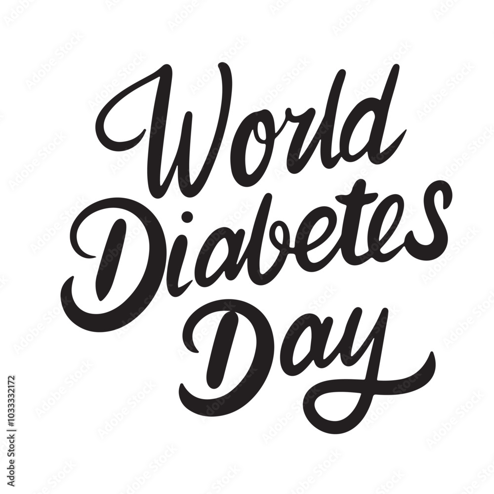 Obraz premium World Diabetes Day text lettering. Hand drawn vector art.