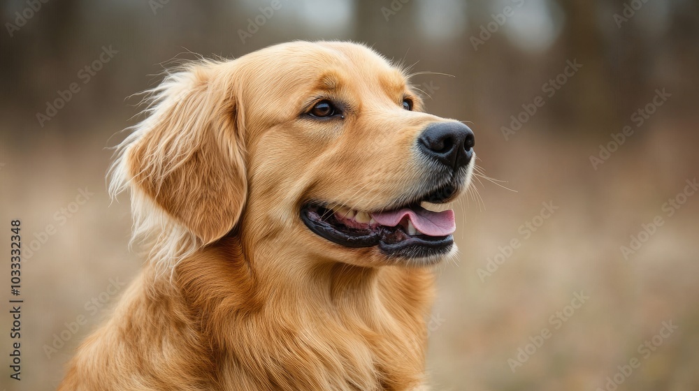 Happy Golden Retriever in Natural Outdoor Setting Happy Golden Retriever in Natural Outdoor Setting