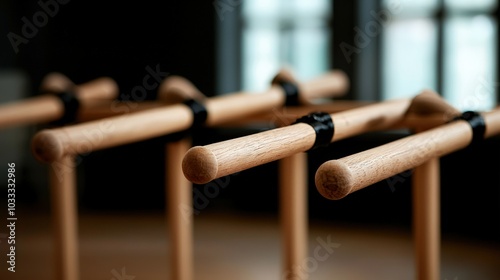 Wooden Ballet Barre in Dance Studio with Natural Light