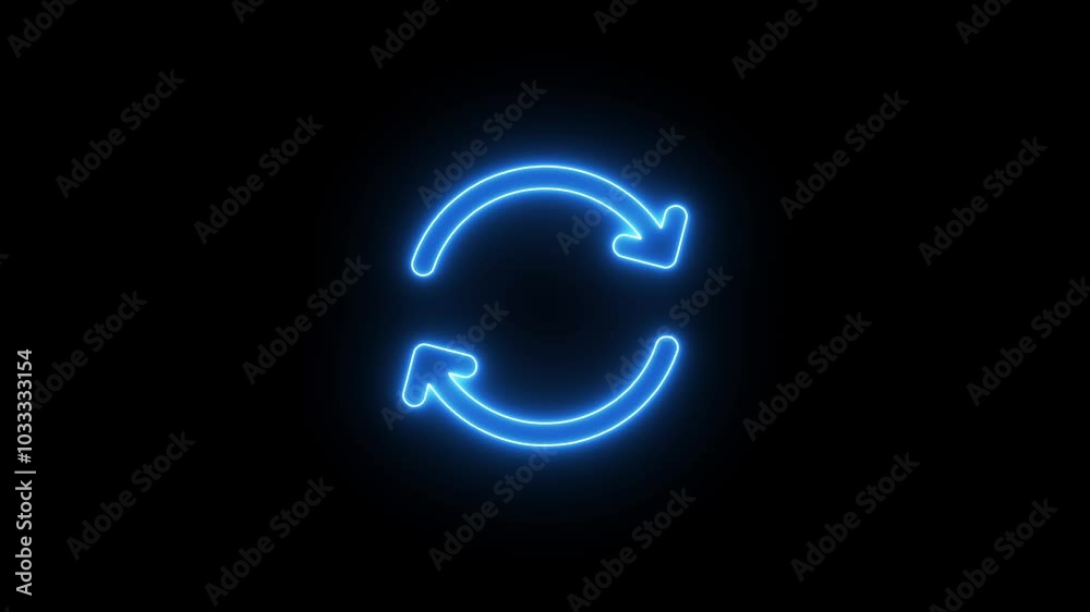 Rotating arrow icon animation with neon shine