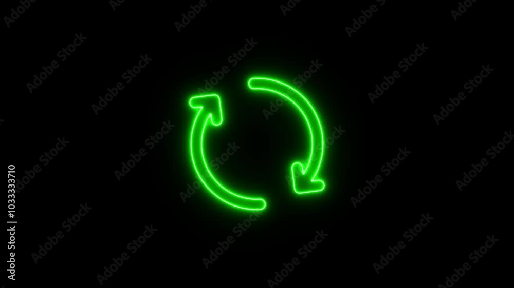 Rotating arrow icon animation with neon shine