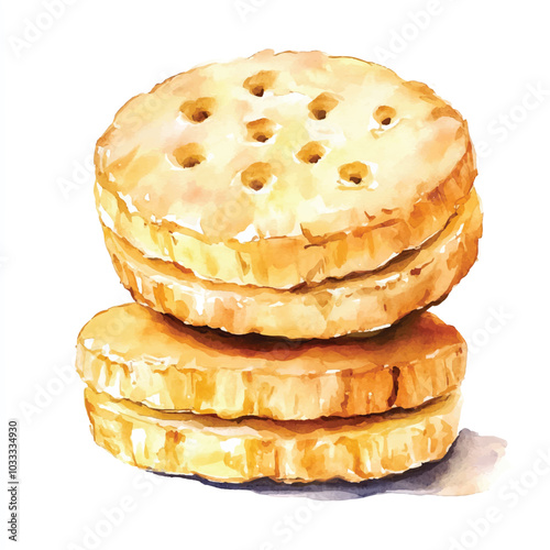 Biscuit watercolor clipart illustration