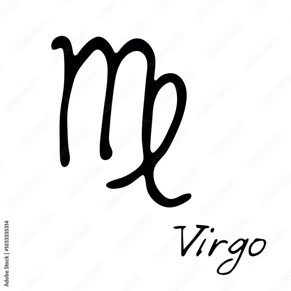 Hand drawn virgo zodiac sign Esoteric symbol doodle Astrology clipart Element for design Hand drawn virgo zodiac sign Esoteric symbol doodle Astrology clipart Element for design