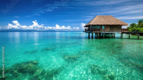 Tropical Retreat Over Crystal Clear Water