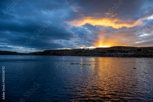 Missouri river at sunset in Great Falls, Montana