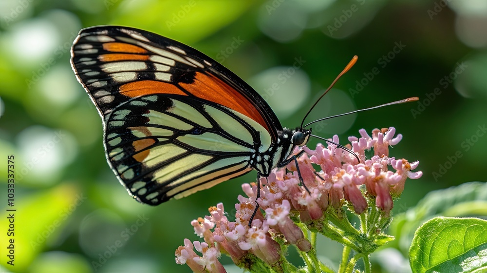 Colorful Butterfly on Flower in Natural Setting Colorful Butterfly on Flower in Natural Setting