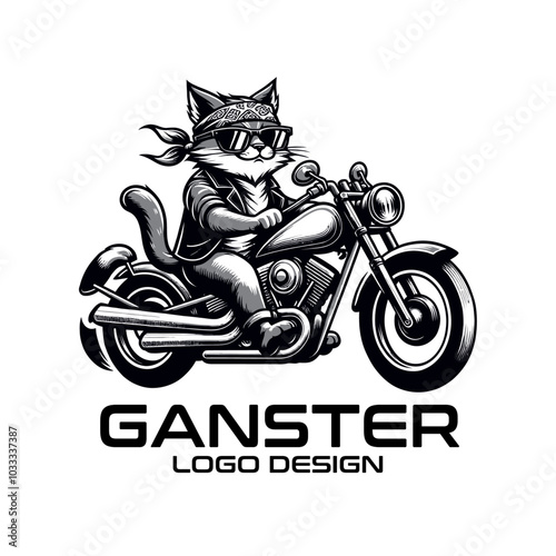 Ganster Cat Vector Logo Design