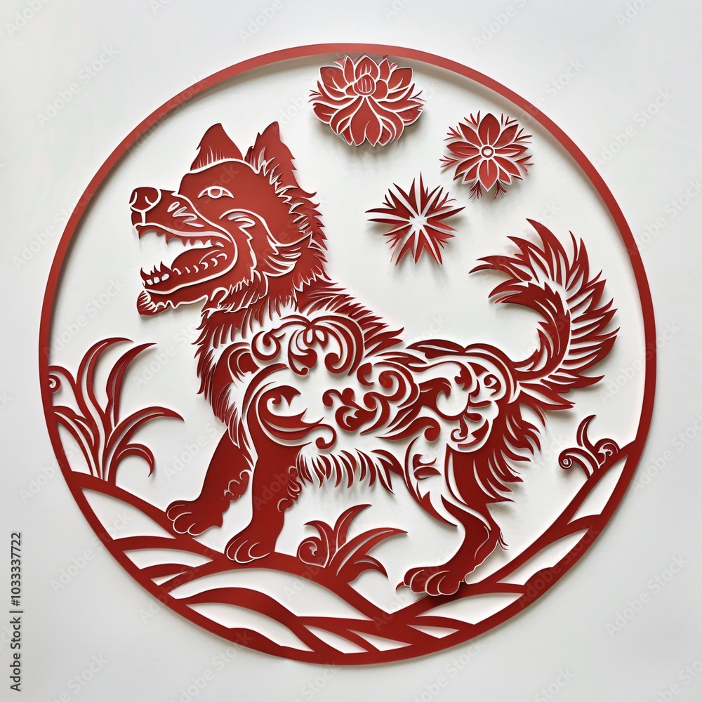 Paper Cutting Art: Celebrating the Year of the Dog for the New Year. Paper Cutting Art: Celebrating the Year of the Dog for the New Year.