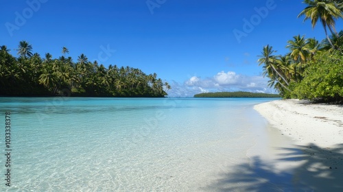 Tropical Beach with Clear Water and Palm Trees