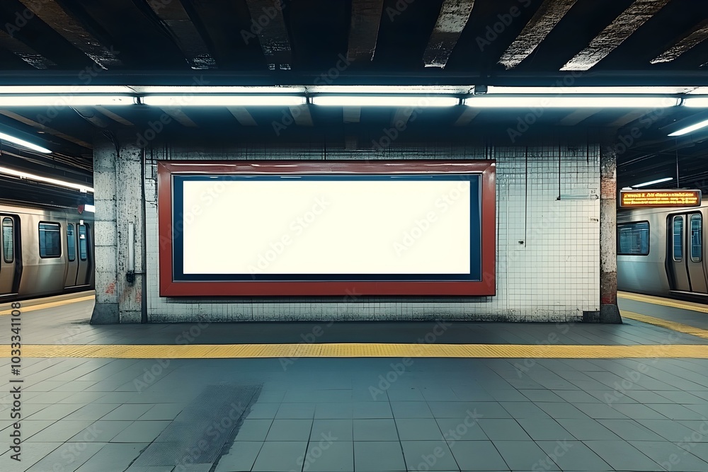 Modern Subway Station with Blank Advertising Space Modern Subway Station with Blank Advertising Space