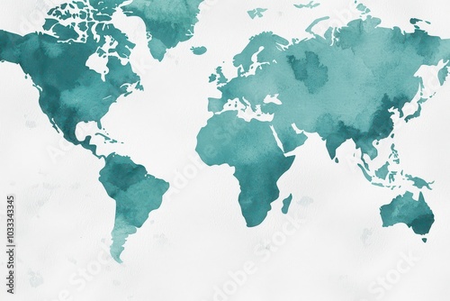 Soft Greens and Blues: A Watercolor Earth Capturing Nature's Serenity and Beauty