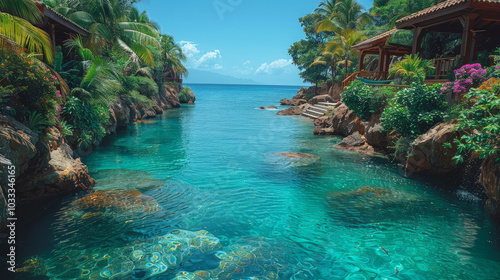 Tropical Paradise: Crystal Clear Waters and Lush Greenery