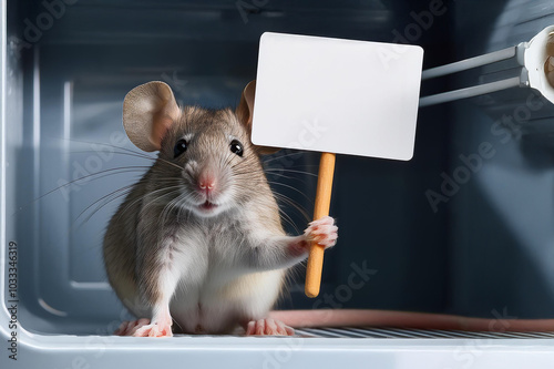 Obraz na płótnie Maus mit Schild in den Pfoten w salonie