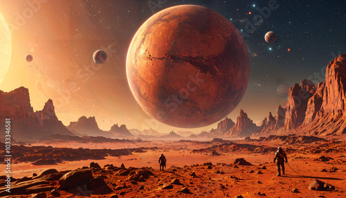 Obraz na płótnie Exploration d'une planète extraterrestre