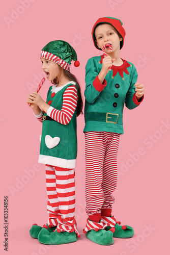 Cute little children in elf...