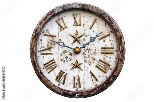 Wallpaper Mural A vintage clock with Roman numerals and a distressed wood frame. Torontodigital.ca