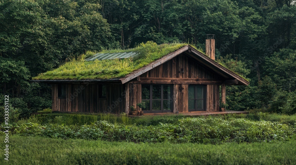 Green Roof Cabin in a Lush Forest Setting Green Roof Cabin in a Lush Forest Setting