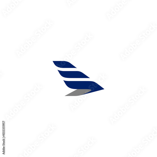 air plane logo icon letter E simple tail with the shape of a letter E