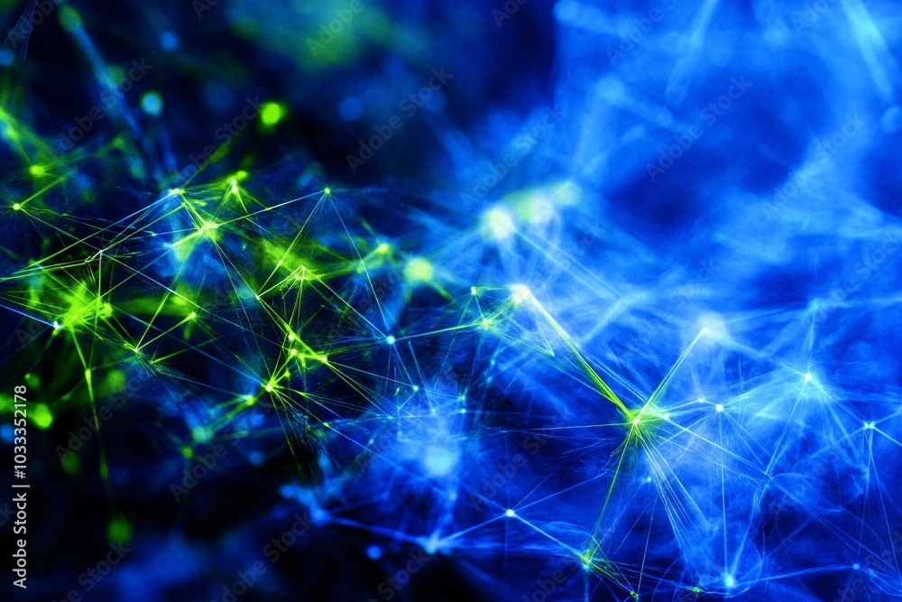 Abstract Blue and Green Glowing Lines - Digital Art Abstract Blue and Green Glowing Lines - Digital Art