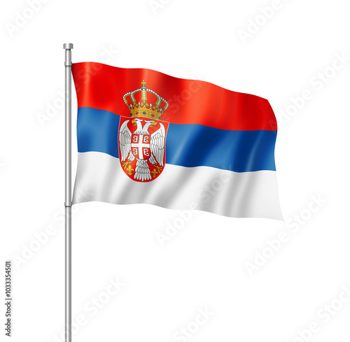 Schilderij op canvas Serbian flag isolated on white