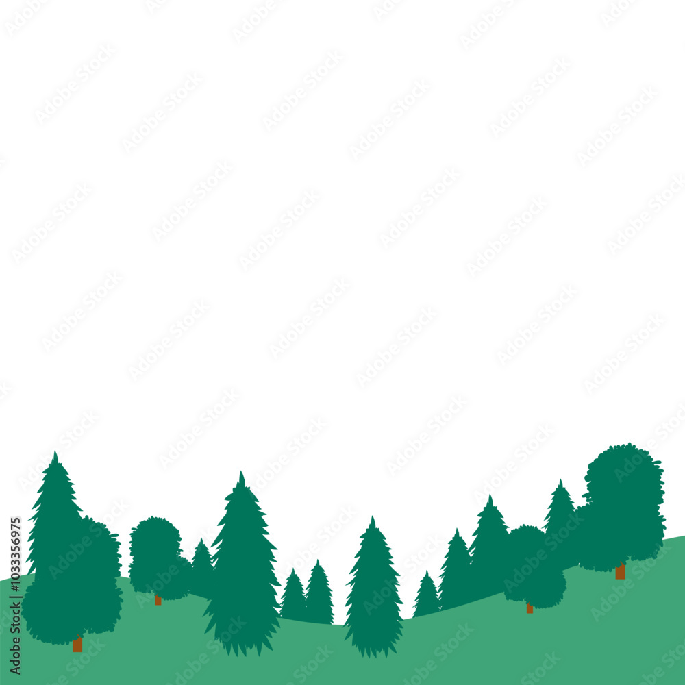 Fototapeta premium Green Hill Landscape Illustration