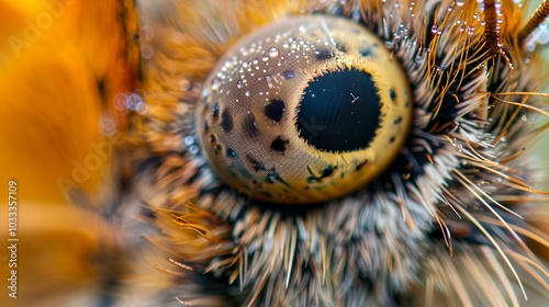 a close up of a colorful looking animal's eye