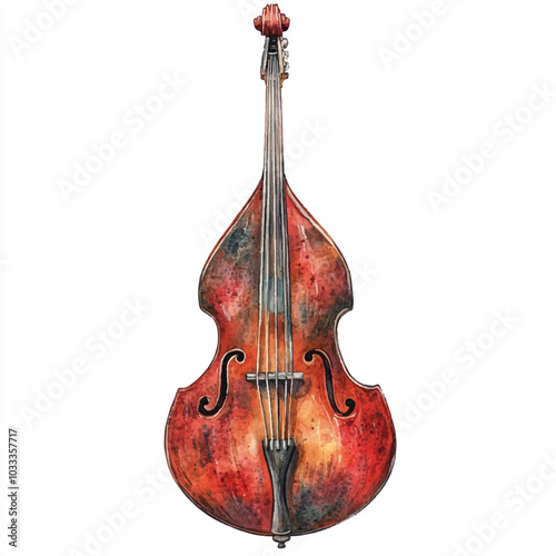 Bass watercolor clipart illustration