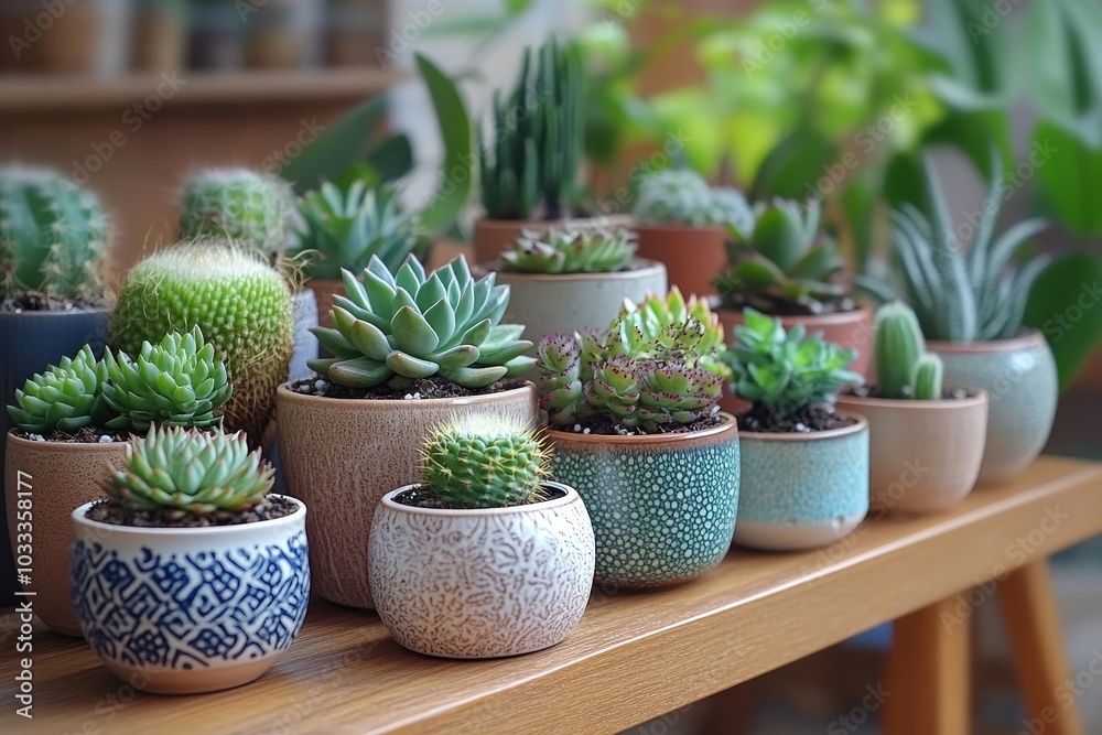 Stylish composition of home garden interior filled a lot of beautiful plants, cacti, succulents, air plant in different design pots. Home gardening concept Home jungle. Copy spcae, Generative AI Stylish composition of home garden interior filled a lot of beautiful plants, cacti, succulents, air plant in different design pots. Home gardening concept Home jungle. Copy spcae, Generative AI