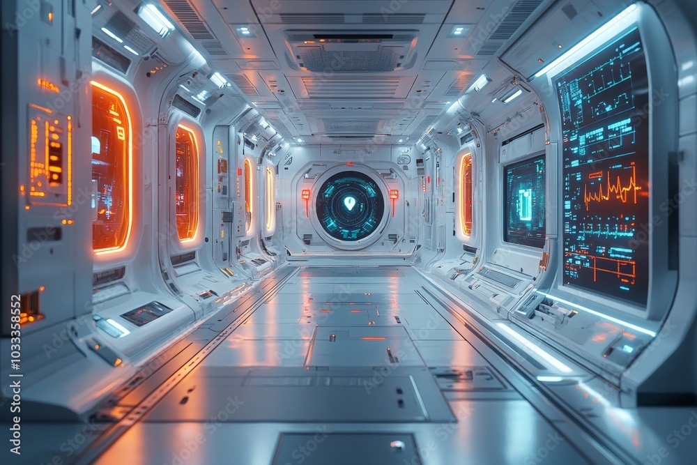 A futuristic hospital where artificial intelligence-powered devices continuously monitor the health of patients. Generative AI A futuristic hospital where artificial intelligence-powered devices continuously monitor the health of patients. Generative AI
