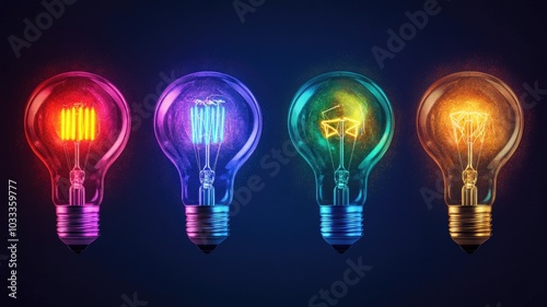 A web banner featuring retro-style electric bulbs with glowing filaments against a dark background.