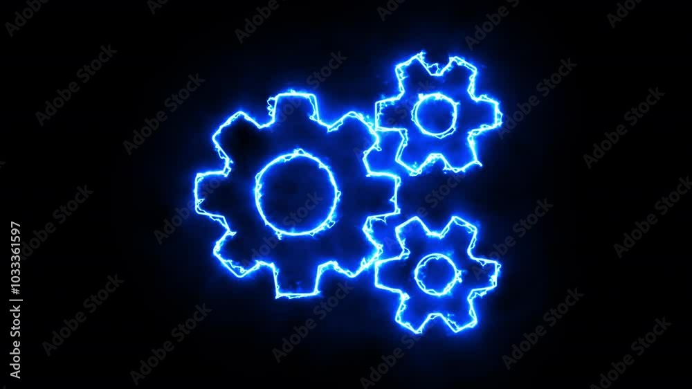 Settings Neon Icon Isolated On Black Background Settings Neon Icon Isolated On Black Background