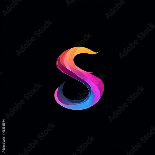 Wallpaper Mural Abstract swirling letter S with bright colors on dark background Torontodigital.ca