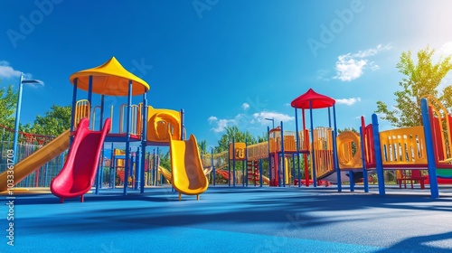 Wallpaper Mural A sunny outdoor school playground with educational equipment Torontodigital.ca